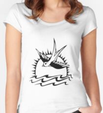 Spatz schwarz Tailliertes Rundhals-Shirt