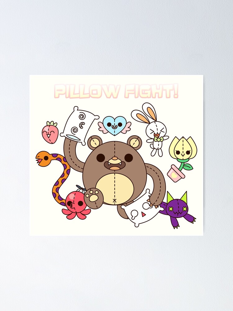 Pillow Fight Party Poster By Kittybox Redbubble