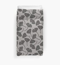Ginkgo Vector Black on Warm Grey Duvet Cover
