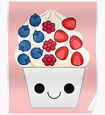 kawaii berry frozen yogurt Poster