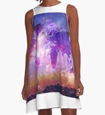 Weltkarte A-Linien Kleid