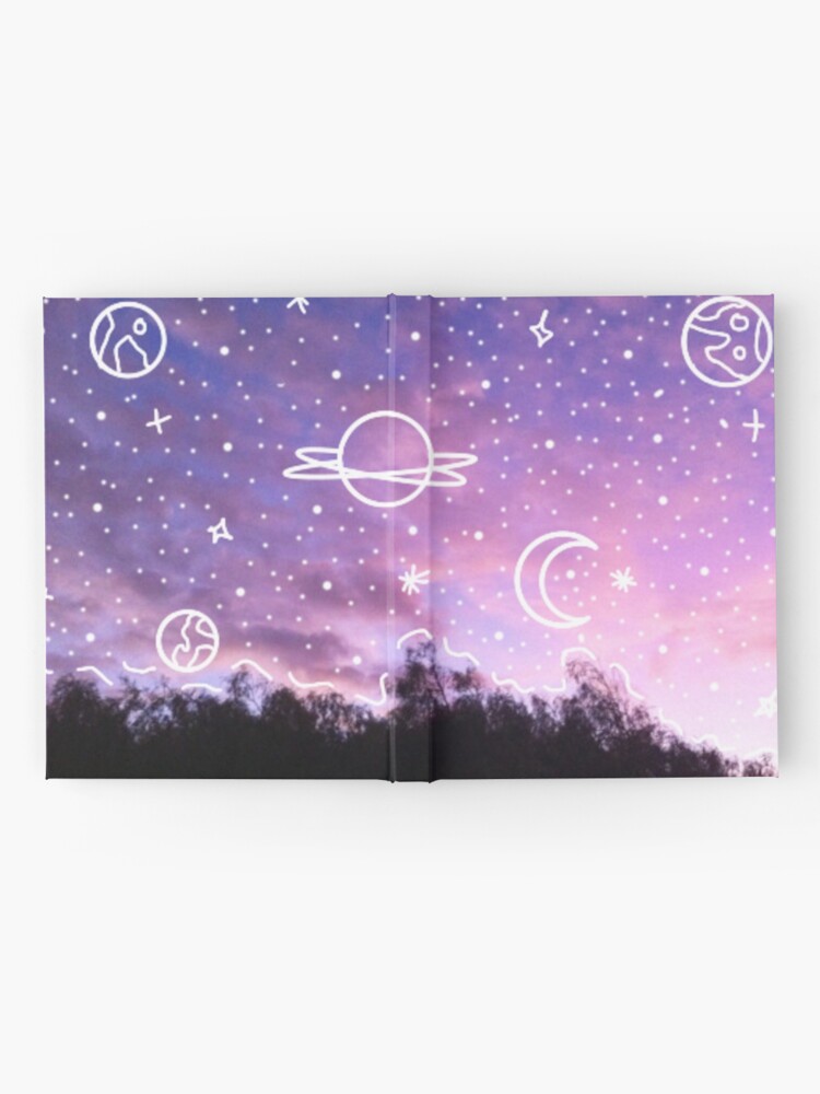 Aesthetic Tumblr Sunset Galaxy Doodle Hardcover Journal By