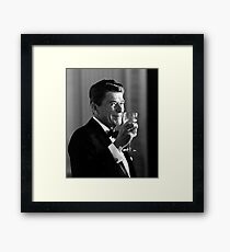 President Reagan Making A Toast Framed Print