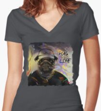 Pug Life Women's Fitted V-Neck T-Shirt