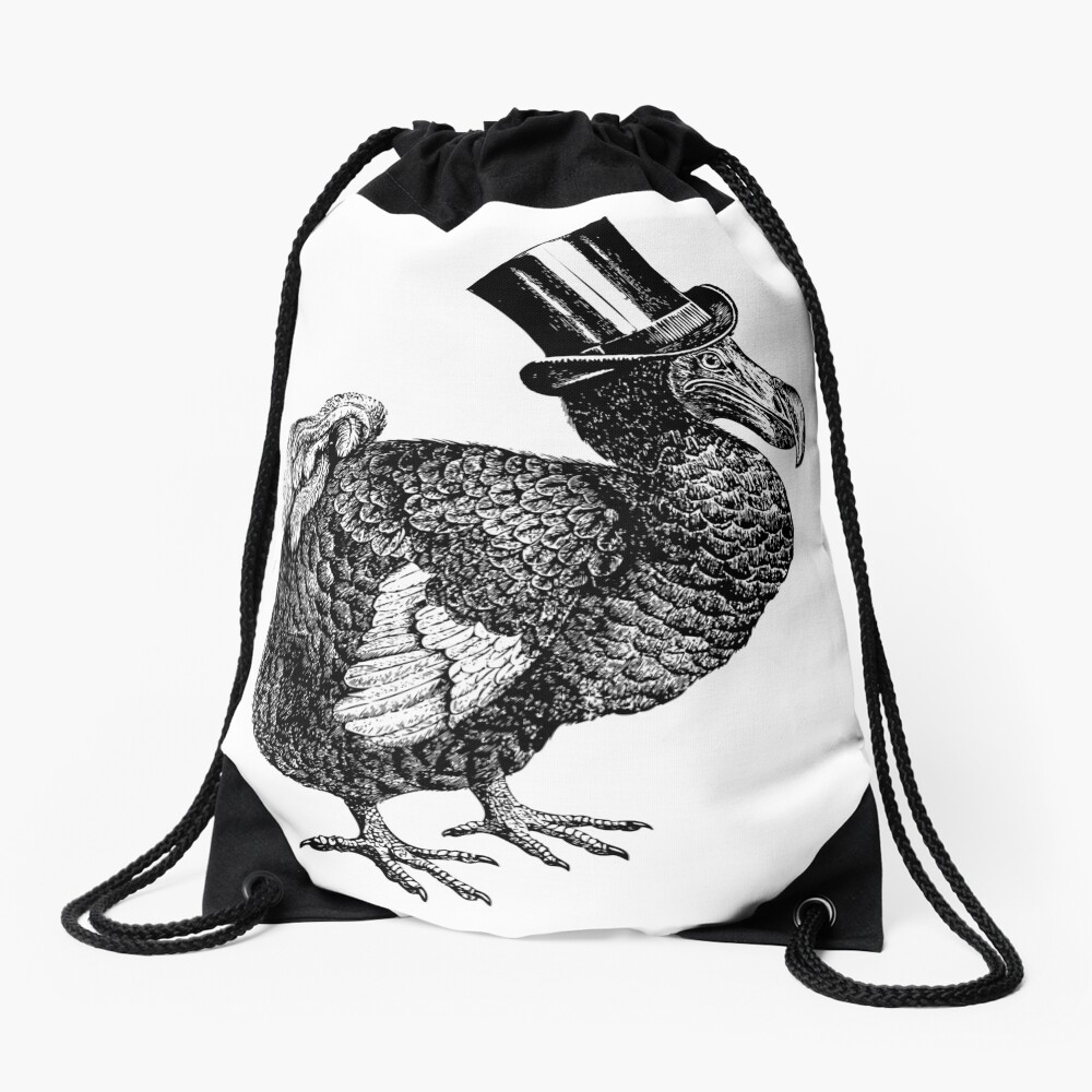 Mr Dodo | Vintage Dodos | Black and White | Drawstring Bag