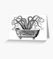 Tentacles in the Tub | Octopus | Black and White Greeting Card