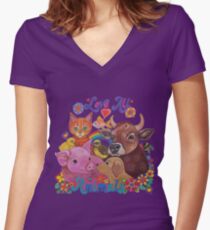 Love all Animals Women's Fitted V-Neck T-Shirt
