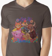 Liebe alle Tiere T-Shirt mit V-Ausschnitt für Männer