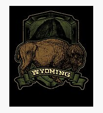 Wyoming Cow Vintage Retro Graphic Photographic Print