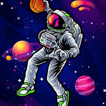 Astro Slam Dunk Cool Space Basketball Kids Colorblock Raglan