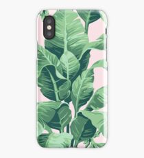 Beverly Hills Palm Leaf Banana Print Pink iPhone Case