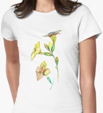 Watercolor yellow flower. Botanical garden. Women's Fitted T-Shirt