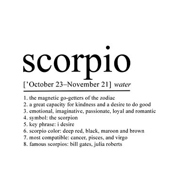 Scorpio Definition Zodiac Sign gifts Astrology gifts Scorpio Horoscope Scorpio Star Sign Photographic Print