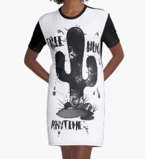 Free Hugs Anytime Funny Cactus Hug Inkblot Graphic T-Shirt Dress