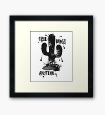 Free Hugs Anytime Funny Cactus Hug Inkblot Framed Print
