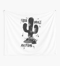 Free Hugs Anytime Funny Cactus Hug Inkblot Wall Tapestry