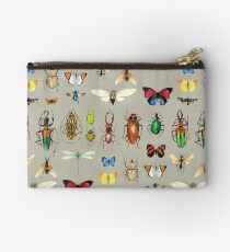 The Usual Suspects - Insects on grey - watercolour bugs pattern by Cecca Designs Studio Pouch