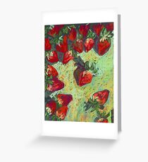Strawberries on a table Greeting Card