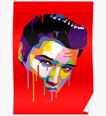 Elvis in Red Poster