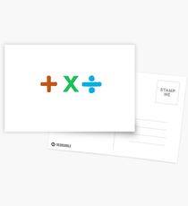 Coloured + X and Divide Postcards