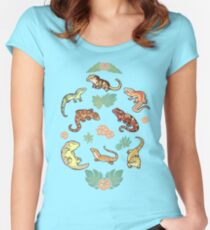 Gecko family in green Women's Fitted Scoop T-Shirt