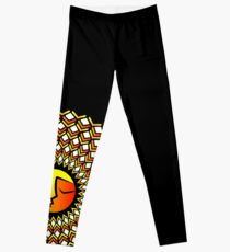 Ethnic ornament of the sun and moon in one person Leggings