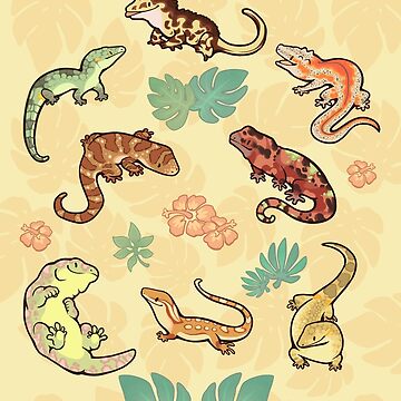 Artwork thumbnail, Gecko family in yellow by Colordrilos
