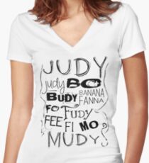 JUDY - THE name game Remake Black version Women's Fitted V-Neck T-Shirt