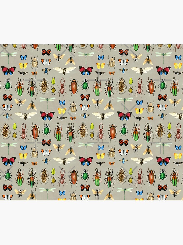 The Usual Suspects - Insects on grey - watercolour bugs pattern by Cecca Designs by Cecca-Designs
