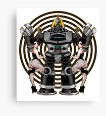 Retro 50's Robot And Fishnet Friends Canvas Print