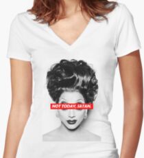 Not Today Satan 003 Women's Fitted V-Neck T-Shirt