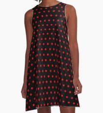 Polka / Dots - Red / Black - Small A-Line Dress