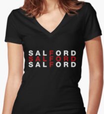 Salford United Kingdom Flag Shirt - Salford T-Shirt Women's Fitted V-Neck T-Shirt