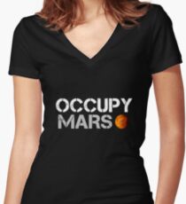 elon musk occupy mars Women's Fitted V-Neck T-Shirt