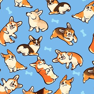 Artwork thumbnail, Jolly corgis in blue by Colordrilos