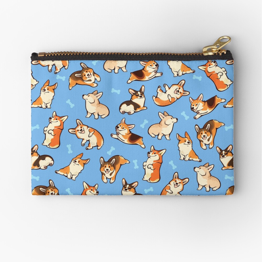 Jolly corgis in blue Zipper Pouch