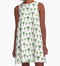 Summery Palm Tree Pattern A-Line Dress