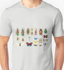 The Usual Suspects - Insects on grey - watercolour bugs pattern by Cecca Designs Unisex T-Shirt