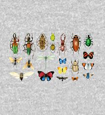The Usual Suspects - Insects on grey - watercolour bugs pattern by Cecca Designs Kids Pullover Hoodie