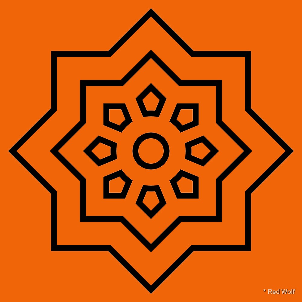 Geometric Pattern: Mahsa: Tangerine Black by * Red Wolf