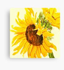 sunflower watercolor painting macro Canvas Print