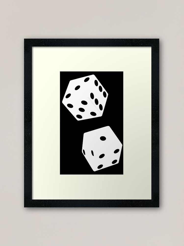 "TUMBLING DICE2 WHITE" Framed Art Print by IMPACTEES Redbubble