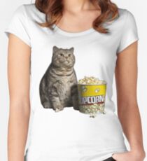 popcorn cat Women's Fitted Scoop T-Shirt