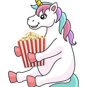 Cute unicorn eating popcorn/Best gift for unicorn and popcorn