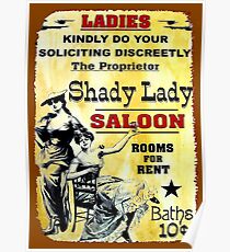 SHADY LADY SALOON:Vintage Advertising Sign Print Poster