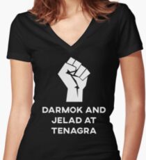 Darmak and Jelad at Tenagra Women's Fitted V-Neck T-Shirt