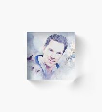 Benedict Cumberbatch - watercolour with flowers Acrylic Block