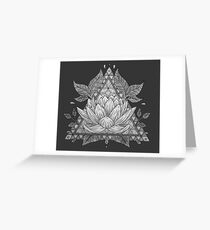 Grey Lotus Flower Geometric Design Greeting Card