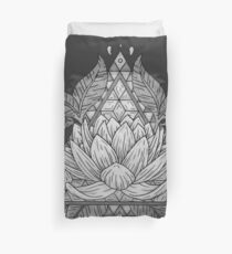 Grey Lotus Flower Geometric Design Duvet Cover