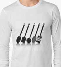 kitchen utensil silhouettes Long Sleeve T-Shirt